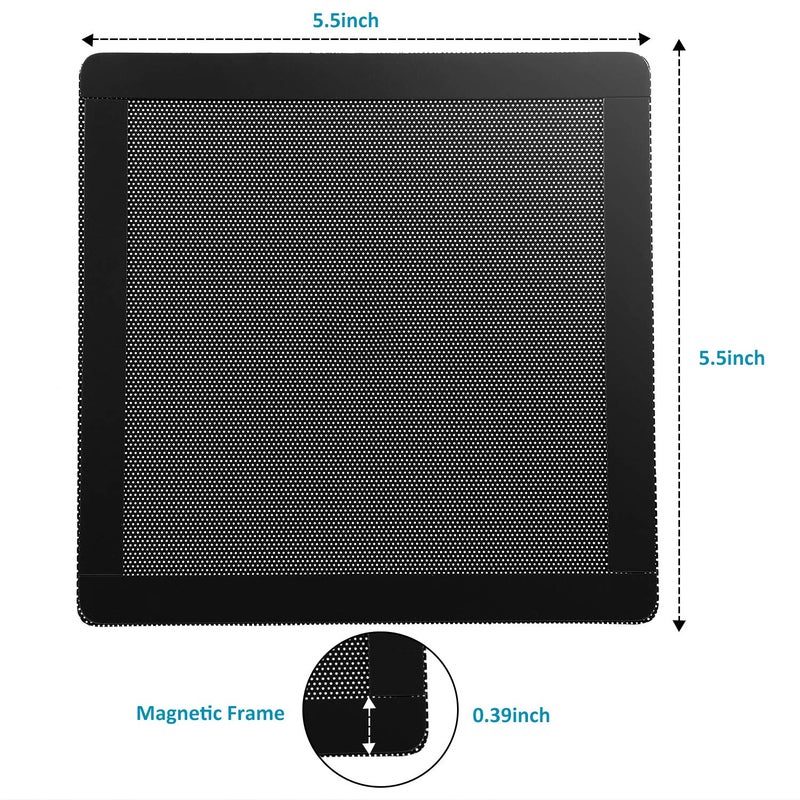 PANO-MOUNTS 140mm 5.5inch Magnetic Frame PVC Dust Filter Grills - Computer Case Fan Dust Proof Cover Black for PC Ventilation & Cooling Systems 5-Pack - Image 5